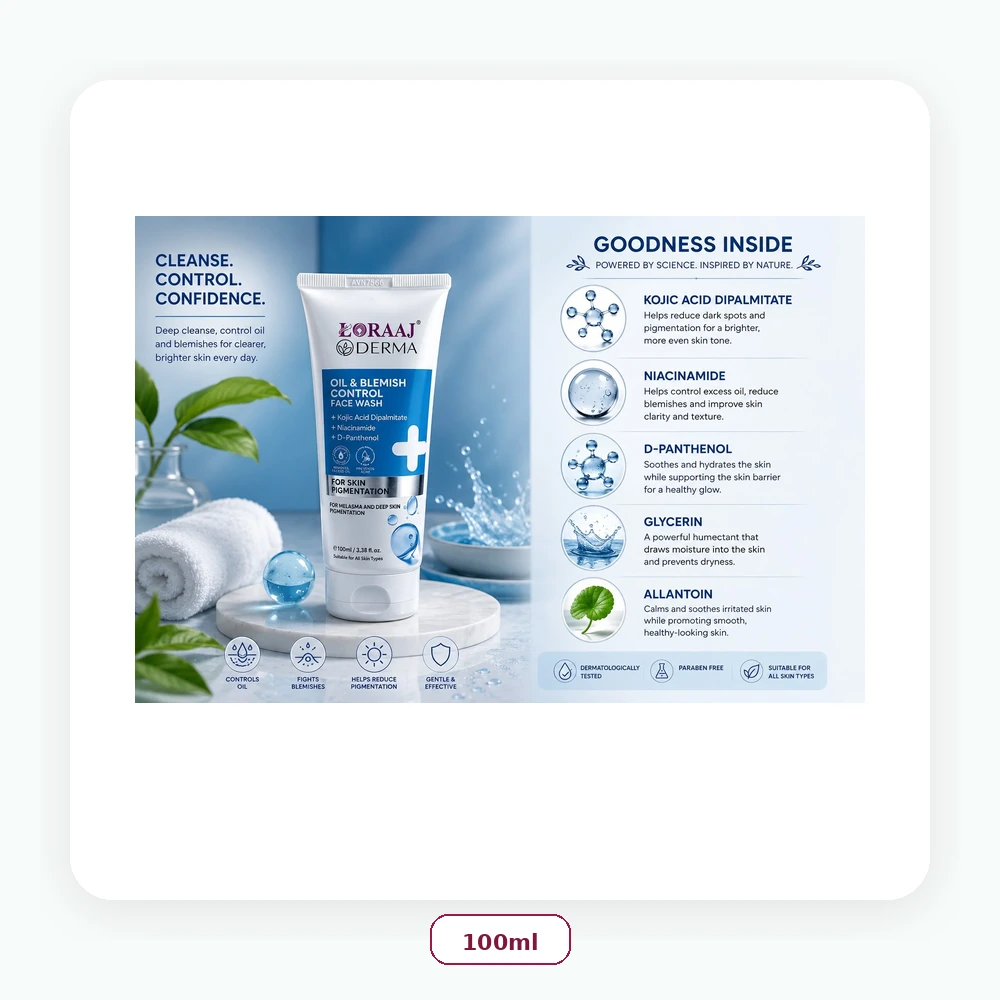 Loraaj Derma Oil & Blemish Control Face Wash 100ml - 100ml Blue