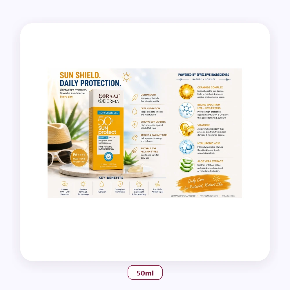 Loraaj Derma Sunscreen SPF 50+ Gel 50ml - 50ml
