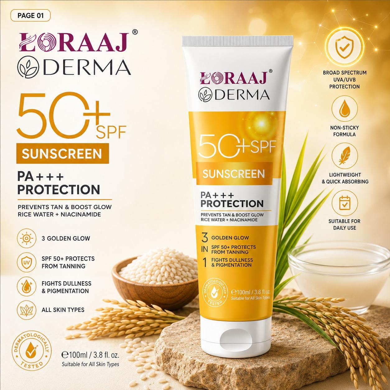 LORAAJ DERMA Loraaj Derma SPF 50+ Sunscreen Cream 100ml